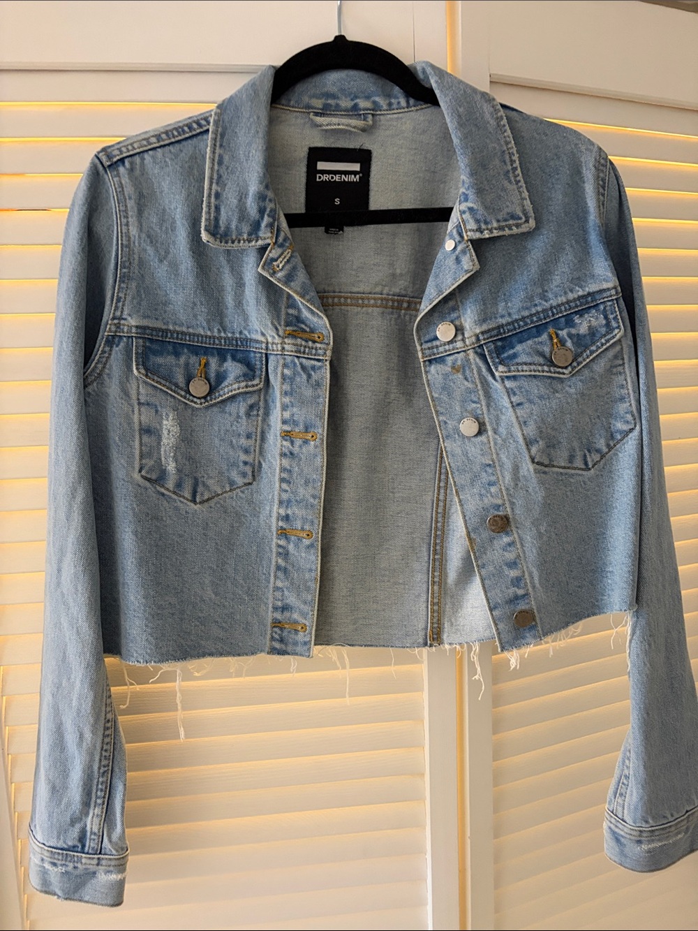 Dr. Denim Light Blue Cropped Jean Jacket - Size S